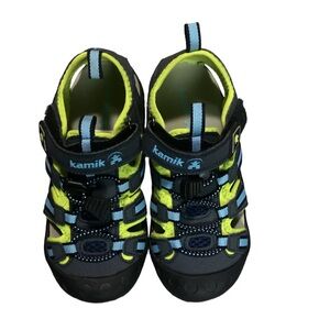 CRAB Kamik Kids' Black and Neon Green Water Shoes
